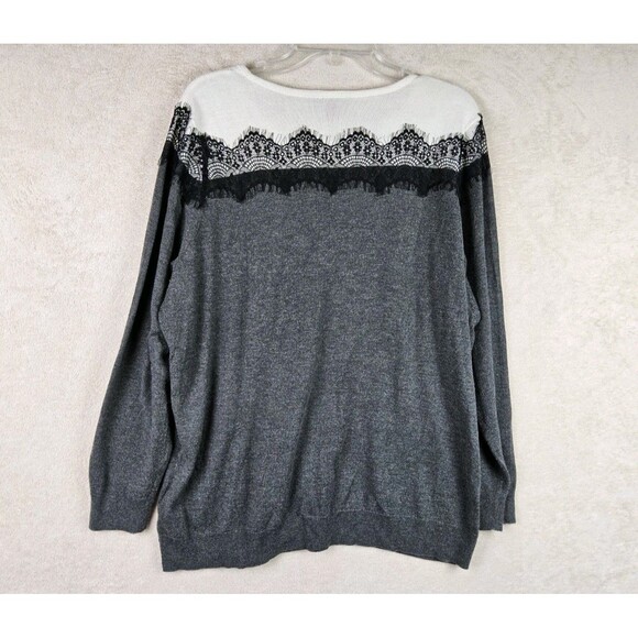 Vince Camuto Women's Lace Trim V Neck Sweater Size 2X - Picture 4 of 4